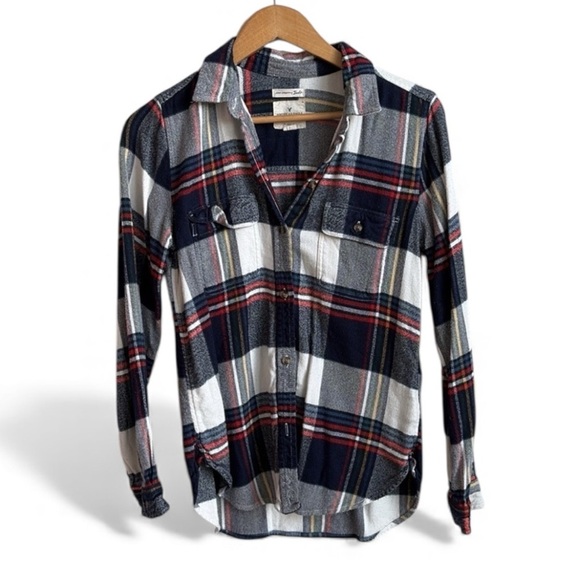 American Eagle Classic Fit Plaid Flannel Shirt Medium - Picture 1 of 4
